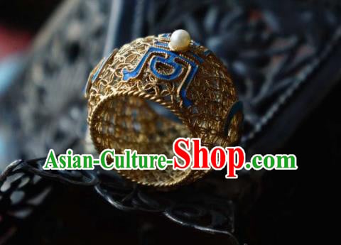 China National Cloisonne Ring Jewelry Traditional Filigree Accessories Handmade Qing Dynasty Pearls Circlet China National Cloisonne Ring Jewelry Traditional Filigree Accessories Handmade Qing Dynasty Pearls Circlet