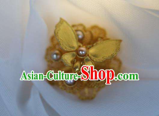 China National Golden Butterfly Ring Jewelry Traditional Handmade Qing Dynasty Pearls Circlet Accessories China National Golden Butterfly Ring Jewelry Traditional Handmade Qing Dynasty Pearls Circlet Accessories