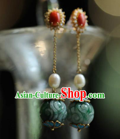 Chinese Traditional Pearls Earrings Accessories Ancient Empress Jade Ear Jewelry Chinese Traditional Pearls Earrings Accessories Ancient Empress Jade Ear Jewelry