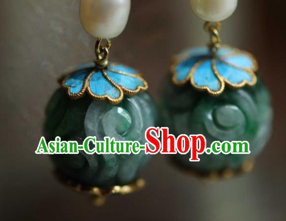 Chinese Traditional Pearls Earrings Accessories Ancient Empress Jade Ear Jewelry Chinese Traditional Pearls Earrings Accessories Ancient Empress Jade Ear Jewelry