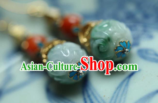 Chinese Ancient Qing Dynasty Ear Jewelry Traditional Court Jade Earrings Accessories Chinese Ancient Qing Dynasty Ear Jewelry Traditional Court Jade Earrings Accessories