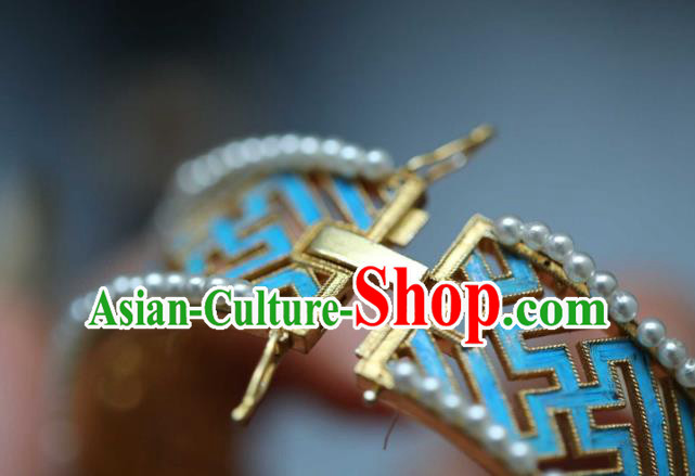 China National Tourmaline Bracelet Jewelry Traditional Cloisonne Accessories Handmade Qing Dynasty Pearls Bangle China National Tourmaline Bracelet Jewelry Traditional Cloisonne Accessories Handmade Qing Dynasty Pearls Bangle