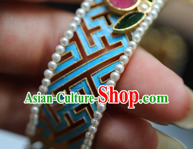 China National Tourmaline Bracelet Jewelry Traditional Cloisonne Accessories Handmade Qing Dynasty Pearls Bangle China National Tourmaline Bracelet Jewelry Traditional Cloisonne Accessories Handmade Qing Dynasty Pearls Bangle