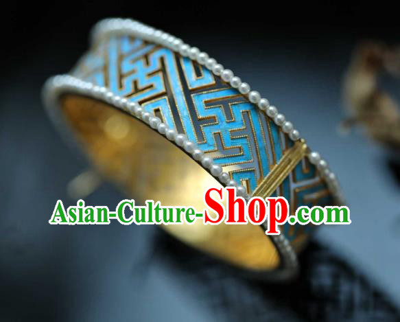 China National Tourmaline Bracelet Jewelry Traditional Cloisonne Accessories Handmade Qing Dynasty Pearls Bangle China National Tourmaline Bracelet Jewelry Traditional Cloisonne Accessories Handmade Qing Dynasty Pearls Bangle