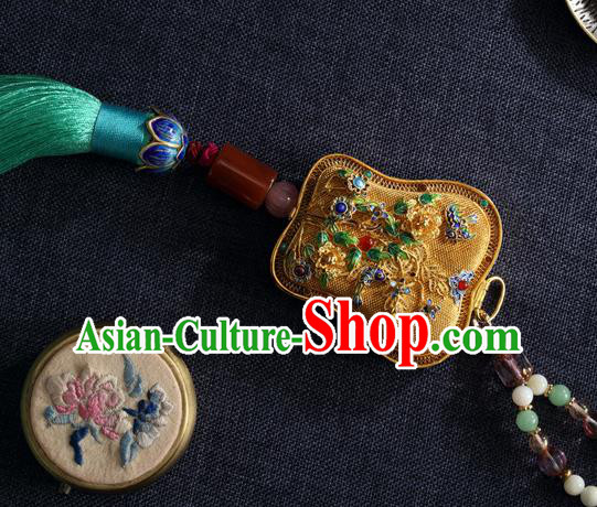 China Traditional Ming Dynasty Blueing Waist Jewelry Accessories National Green Tassel Pendant China Traditional Ming Dynasty Blueing Waist Jewelry Accessories National Green Tassel Pendant