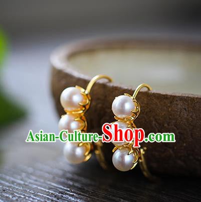 Chinese Traditional Ming Dynasty Court Earrings Accessories National Cheongsam Pearls Ear Jewelry Chinese Traditional Ming Dynasty Court Earrings Accessories National Cheongsam Pearls Ear Jewelry