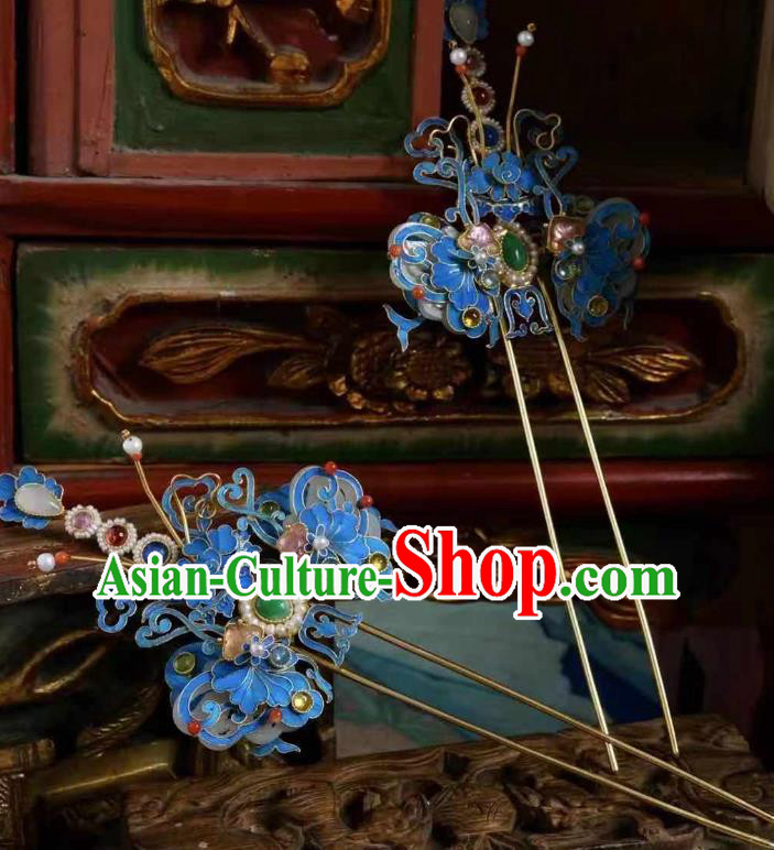 Chinese Ancient Court Queen Gems Hair Jewelry Traditional Qing Dynasty Empress Pearls Hairpin Chinese Ancient Court Queen Gems Hair Jewelry Traditional Qing Dynasty Empress Pearls Hairpin