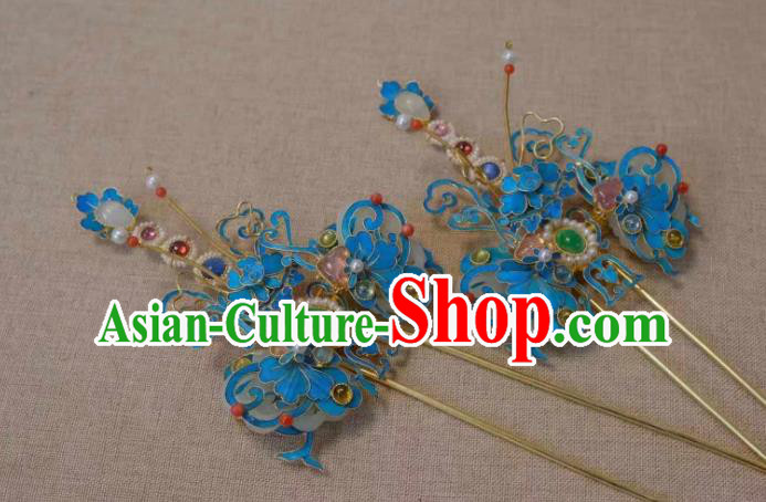 Chinese Ancient Court Queen Gems Hair Jewelry Traditional Qing Dynasty Empress Pearls Hairpin Chinese Ancient Court Queen Gems Hair Jewelry Traditional Qing Dynasty Empress Pearls Hairpin