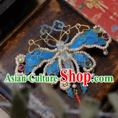 China Ancient Qing Dynasty Court Jewelry Traditional Handmade Pearls Dragonfly Brooch Accessories