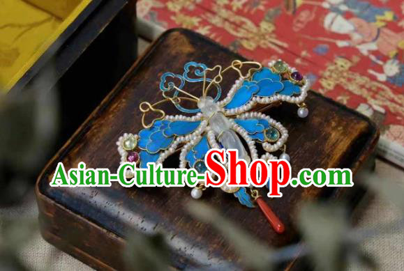 China Ancient Qing Dynasty Court Jewelry Traditional Handmade Pearls Dragonfly Brooch Accessories China Ancient Qing Dynasty Court Jewelry Traditional Handmade Pearls Dragonfly Brooch Accessories
