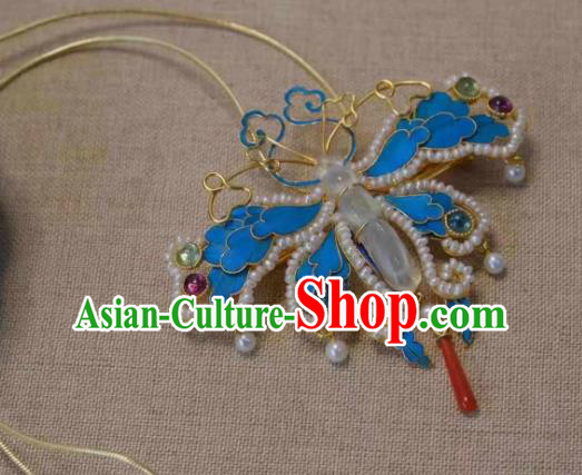 China Ancient Qing Dynasty Court Jewelry Traditional Handmade Pearls Dragonfly Brooch Accessories China Ancient Qing Dynasty Court Jewelry Traditional Handmade Pearls Dragonfly Brooch Accessories