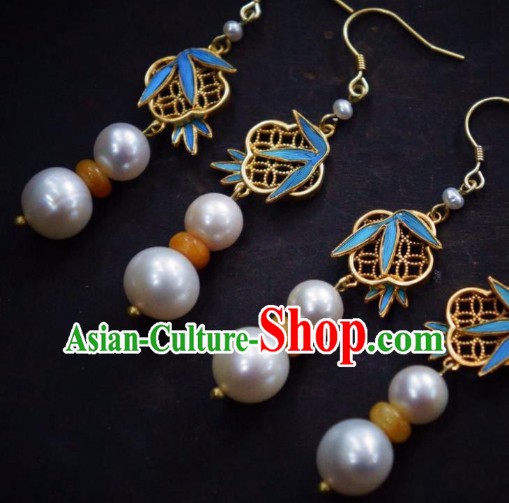Chinese Ancient Queen Ear Accessories Qing Dynasty Empress Earrings Traditional Pearls Jewelry Chinese Ancient Queen Ear Accessories Qing Dynasty Empress Earrings Traditional Pearls Jewelry