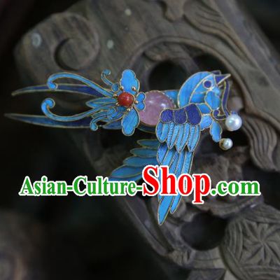 China Handmade Tourmaline Brooch Accessories Traditional Ancient Qing Dynasty Cloisonne Bird Jewelry