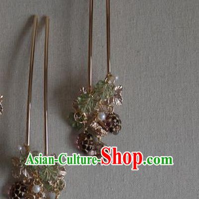 Chinese Ancient Princess Grape Tassel Hairpin Traditional Ming Dynasty Hanfu Hair Accessories