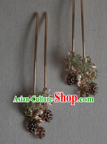 Chinese Ancient Princess Grape Tassel Hairpin Traditional Ming Dynasty Hanfu Hair Accessories Chinese Ancient Princess Grape Tassel Hairpin Traditional Ming Dynasty Hanfu Hair Accessories