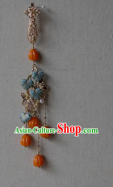 China Traditional Agate Tassel Brooch Jewelry Accessories National Blue Leaf Pendant China Traditional Agate Tassel Brooch Jewelry Accessories National Blue Leaf Pendant