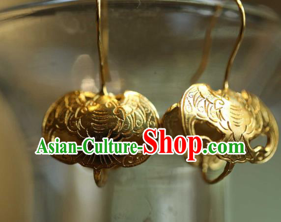 Chinese Traditional Ming Dynasty Court Golden Bat Earrings Accessories Ancient Empress Ear Jewelry Chinese Traditional Ming Dynasty Court Golden Bat Earrings Accessories Ancient Empress Ear Jewelry