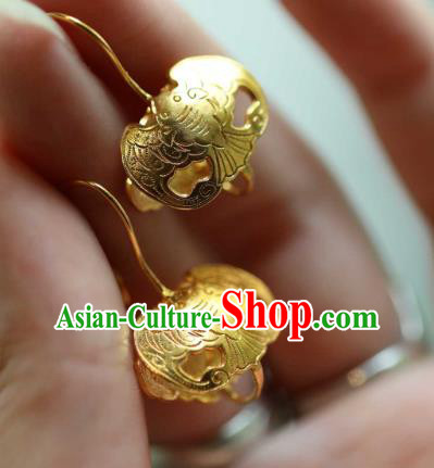 Chinese Traditional Ming Dynasty Court Golden Bat Earrings Accessories Ancient Empress Ear Jewelry Chinese Traditional Ming Dynasty Court Golden Bat Earrings Accessories Ancient Empress Ear Jewelry