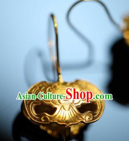 Chinese Traditional Ming Dynasty Court Golden Bat Earrings Accessories Ancient Empress Ear Jewelry Chinese Traditional Ming Dynasty Court Golden Bat Earrings Accessories Ancient Empress Ear Jewelry