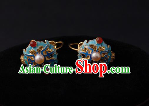 Chinese Ancient Qing Dynasty Court Woman Ear Jewelry Traditional Hanfu Earrings Cloisonne Accessories Chinese Ancient Qing Dynasty Court Woman Ear Jewelry Traditional Hanfu Earrings Cloisonne Accessories