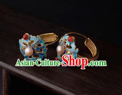 Chinese Ancient Qing Dynasty Court Woman Ear Jewelry Traditional Hanfu Earrings Cloisonne Accessories Chinese Ancient Qing Dynasty Court Woman Ear Jewelry Traditional Hanfu Earrings Cloisonne Accessories