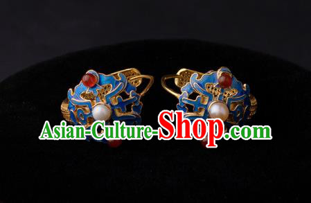 Chinese Ancient Qing Dynasty Court Woman Ear Jewelry Traditional Hanfu Earrings Cloisonne Accessories Chinese Ancient Qing Dynasty Court Woman Ear Jewelry Traditional Hanfu Earrings Cloisonne Accessories