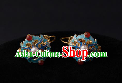 Chinese Ancient Qing Dynasty Court Woman Ear Jewelry Traditional Hanfu Earrings Cloisonne Accessories Chinese Ancient Qing Dynasty Court Woman Ear Jewelry Traditional Hanfu Earrings Cloisonne Accessories