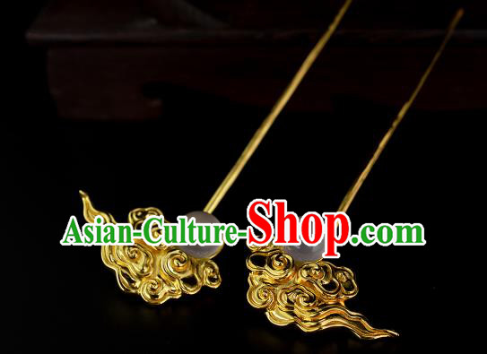 Chinese Golden Cloud Hairpins Traditional Ming Dynasty Hair Sticks Ancient Hanfu Hair Accessories Chinese Golden Cloud Hairpins Traditional Ming Dynasty Hair Sticks Ancient Hanfu Hair Accessories