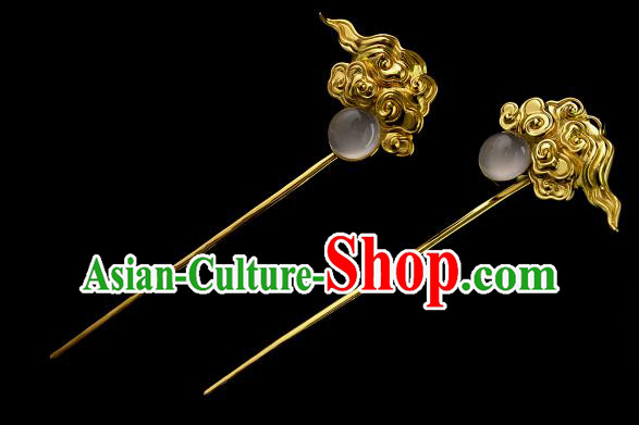 Chinese Golden Cloud Hairpins Traditional Ming Dynasty Hair Sticks Ancient Hanfu Hair Accessories Chinese Golden Cloud Hairpins Traditional Ming Dynasty Hair Sticks Ancient Hanfu Hair Accessories
