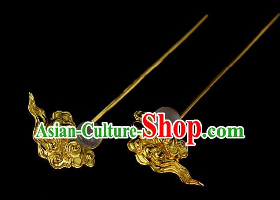Chinese Golden Cloud Hairpins Traditional Ming Dynasty Hair Sticks Ancient Hanfu Hair Accessories Chinese Golden Cloud Hairpins Traditional Ming Dynasty Hair Sticks Ancient Hanfu Hair Accessories