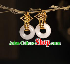 Chinese Ancient Empress Ear Jewelry Traditional Ming Dynasty Noble Woman Jade Earrings Accessories Chinese Ancient Empress Ear Jewelry Traditional Ming Dynasty Noble Woman Jade Earrings Accessories