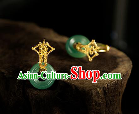 Chinese Traditional Ming Dynasty Noble Woman Earrings Accessories Ancient Empress Aventurine Ear Jewelry Chinese Traditional Ming Dynasty Noble Woman Earrings Accessories Ancient Empress Aventurine Ear Jewelry