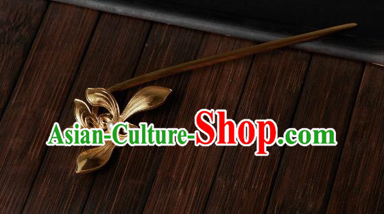 Chinese Ancient Princess Golden Mangnolia Hairpin Handmade Traditional Ming Dynasty Hair Accessories Chinese Ancient Princess Golden Mangnolia Hairpin Handmade Traditional Ming Dynasty Hair Accessories