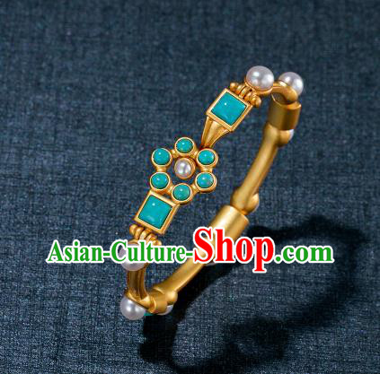 China Ancient Tang Dynasty Princess Bracelet Jewelry Traditional Handmade Hanfu Accessories Golden Bangle China Ancient Tang Dynasty Princess Bracelet Jewelry Traditional Handmade Hanfu Accessories Golden Bangle