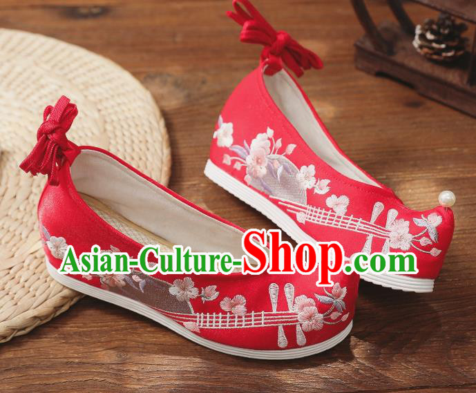 China Handmade Hanfu Bow Shoes National Red Cloth Shoes Traditional Wedding Shoes Embroidered Shoes China Handmade Hanfu Bow Shoes National Red Cloth Shoes Traditional Wedding Shoes Embroidered Shoes