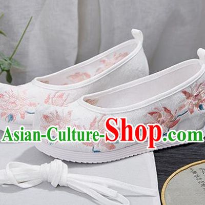 China National White Cloth Shoes Handmade Hanfu Shoes Traditional Shoes Embroidered Shoes