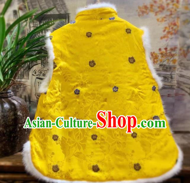 China Tang Suit Yellow Silk Waistcoat Winter Vest Women Clothing China Tang Suit Yellow Silk Waistcoat Winter Vest Women Clothing
