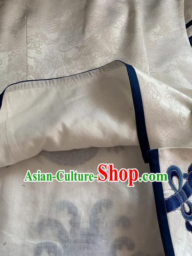 Republic of China Tang Suit White Silk Waistcoat Embroidered Dragon Vest Clothing Republic of China Tang Suit White Silk Waistcoat Embroidered Dragon Vest Clothing