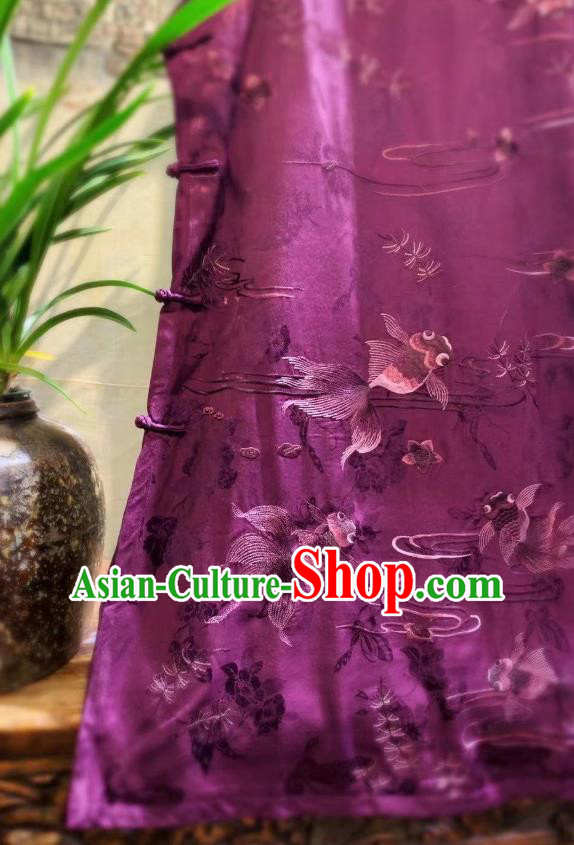 China National Clothing Embroidered Goldfish Vest Tang Suit Purple Silk Waistcoat China National Clothing Embroidered Goldfish Vest Tang Suit Purple Silk Waistcoat
