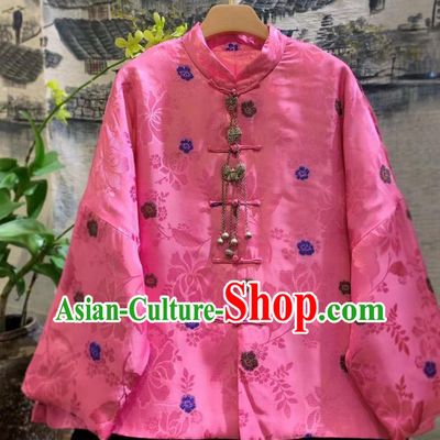 China Traditional Pink Silk Jacket Tang Suit Outwear Clothing