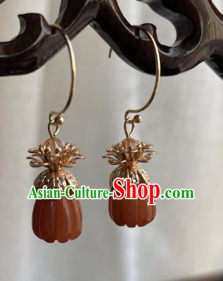China Traditional Ming Dynasty Golden Earrings Ancient Princess Ceregat Ear Jewelry China Traditional Ming Dynasty Golden Earrings Ancient Princess Ceregat Ear Jewelry