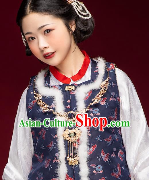 China Traditional Hanfu Golden Tassel Necklace Handmade Ancient Princess Necklet Accessories China Traditional Hanfu Golden Tassel Necklace Handmade Ancient Princess Necklet Accessories