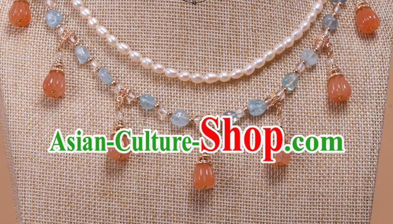 China Traditional Ming Dynasty Hanfu Necklace Handmade Ancient Princess Pearls Necklet Accessories China Traditional Ming Dynasty Hanfu Necklace Handmade Ancient Princess Pearls Necklet Accessories