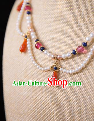 China Traditional Tang Dynasty Hanfu Necklace Accessories Handmade Ancient Princess Pearls Necklet China Traditional Tang Dynasty Hanfu Necklace Accessories Handmade Ancient Princess Pearls Necklet