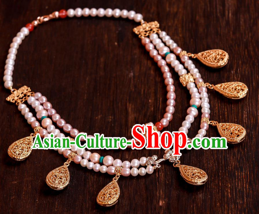 China Handmade Ancient Princess Pearls Necklet Accessories Traditional Tang Dynasty Hanfu Necklace China Handmade Ancient Princess Pearls Necklet Accessories Traditional Tang Dynasty Hanfu Necklace