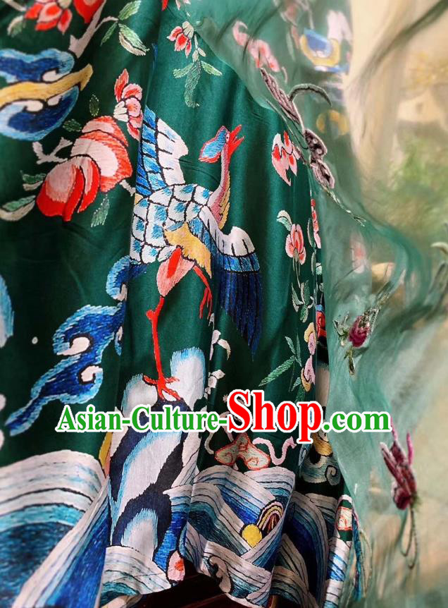 Chinese National Atrovirens Silk Qipao Dress Traditional Embroidered Butterfly Cheongsam Clothing Chinese National Atrovirens Silk Qipao Dress Traditional Embroidered Butterfly Cheongsam Clothing