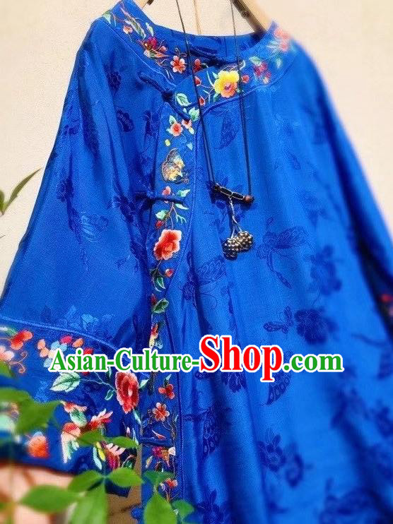 Chinese Mandarin Qipao Dress Traditional Royalblue Silk Cheongsam National Embroidered Clothing Chinese Mandarin Qipao Dress Traditional Royalblue Silk Cheongsam National Embroidered Clothing
