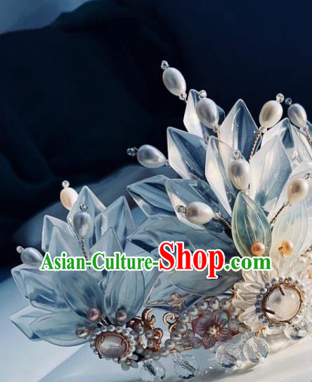 Chinese Handmade Shell Hairpin Traditional Ming Dynasty Princess Pearls Hair Crown Chinese Handmade Shell Hairpin Traditional Ming Dynasty Princess Pearls Hair Crown