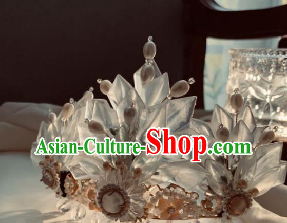Chinese Handmade Shell Hairpin Traditional Ming Dynasty Princess Pearls Hair Crown Chinese Handmade Shell Hairpin Traditional Ming Dynasty Princess Pearls Hair Crown