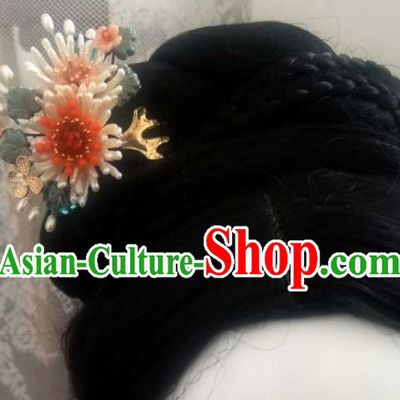 Chinese Handmade Pearls Chrysanthemum Hairpin Traditional Song Dynasty Empress Hair Comb